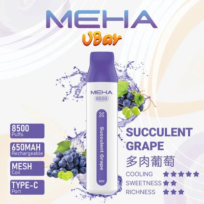 MEHA VBar 魅嗨小白條8500 告別頻繁換彈煩惱 650mAh 穩健能量核心 搭載 3% 醇熟尼古丁鹽黃金配方 台灣現貨:圖片 8