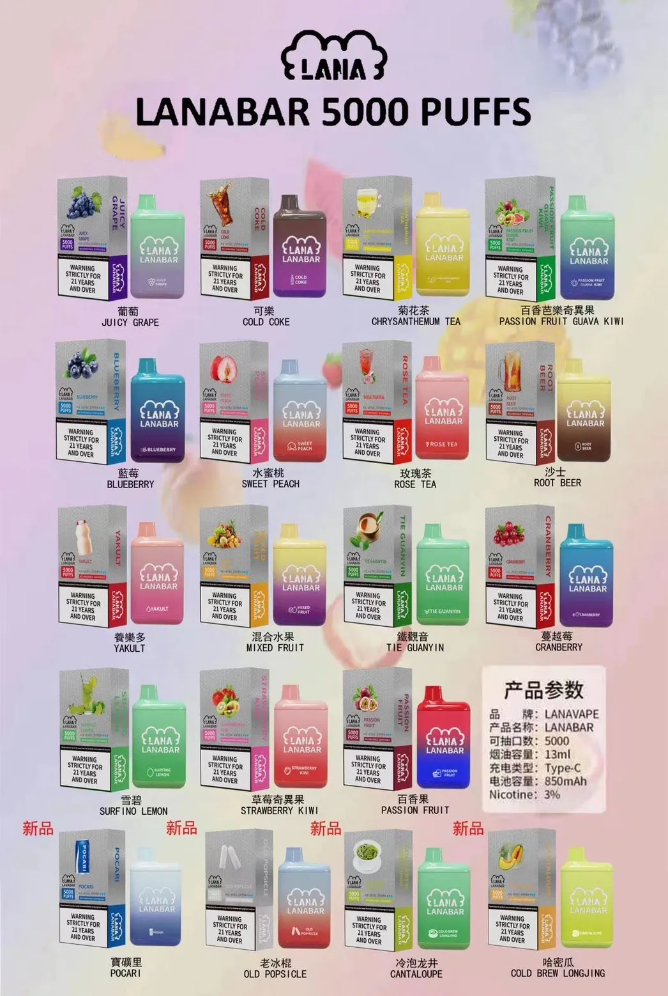 LANA 5000Puffs 絕美純淨拋棄式煙彈 工藝級Mesh網芯還原真實風味 800mAh長效續航 台灣當日出貨:圖片 3